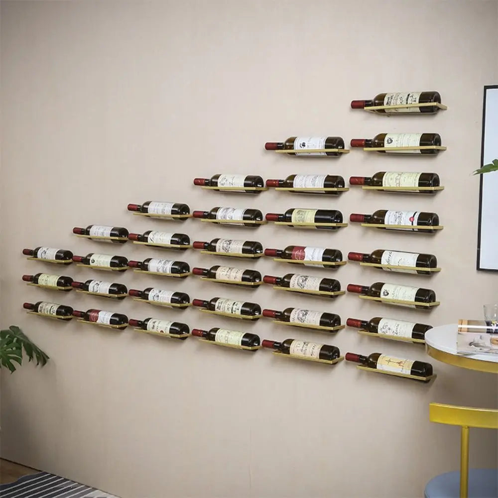 Under Cabinet Organizer Wine Rack Wall Mounted Liquor Wine Bottles Black Metal Wall Decor