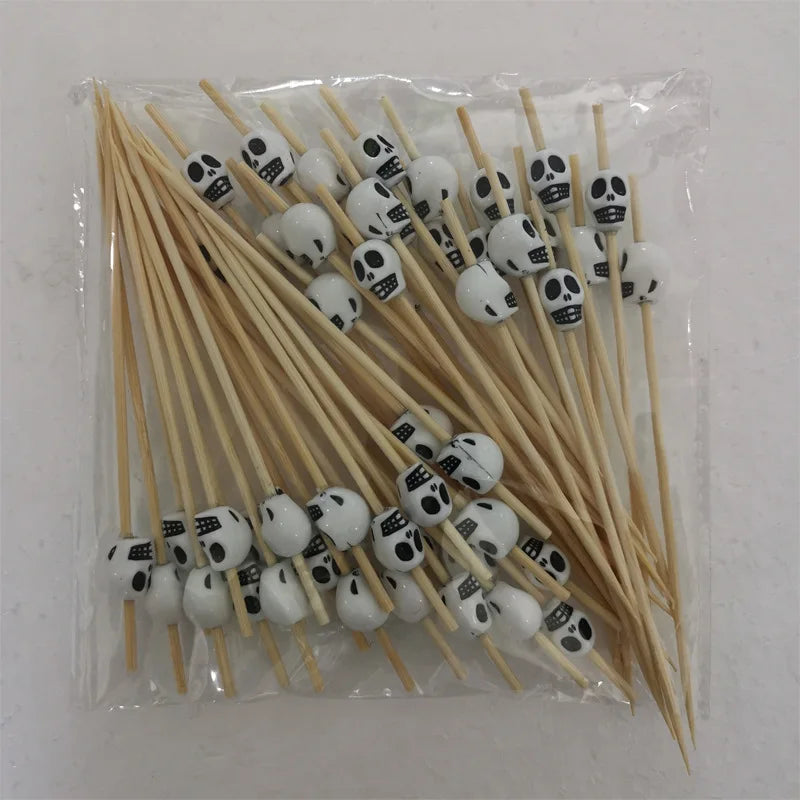 Christmas Decorations Xmas Tree Bamboo Pick Buffet Fruit Fork Party Dessert Stick Cocktail Skewer Disposable Toothpick 50Pcs