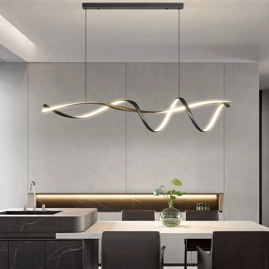 Nordic artistic home decor led chandelier Modern long strip pendant lamps Dining Living room Restaurant hanging indoor lighting