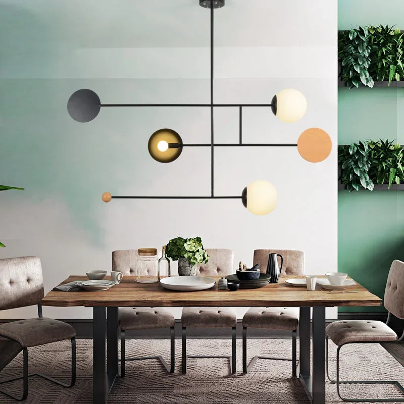 Modern Black Chandelier Dining Table Ceiling Lamps Room Lighting E14 Pole Hanging Light Bedroom Living Room Lighting Fixtures