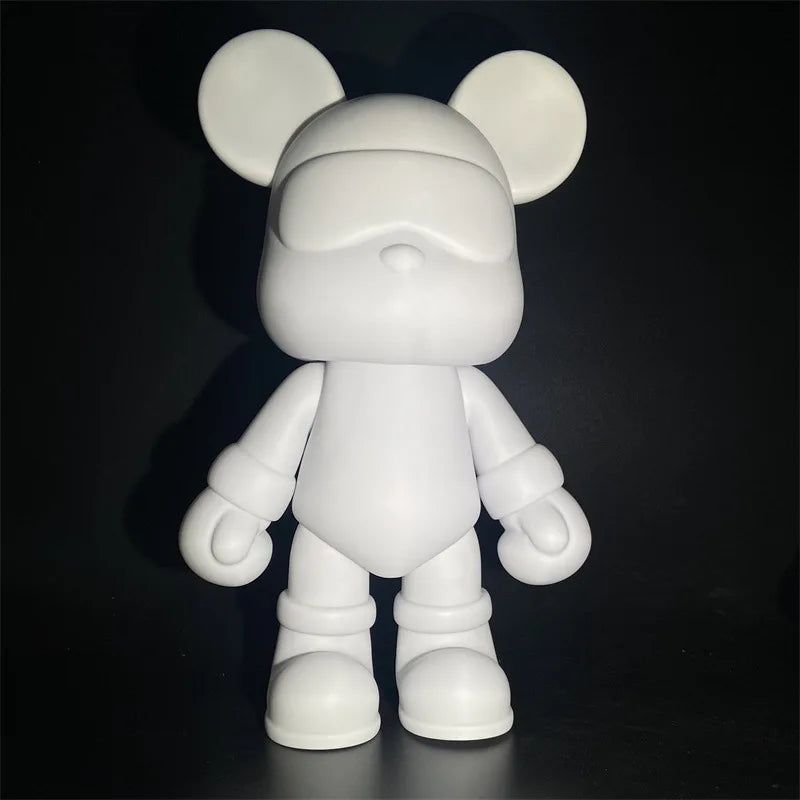DIY Fluid Bear Sculpture Handmade DIY Painting Cool Bear Figurine Animal White Mold Graffiti Art Accessories Home Decoration
