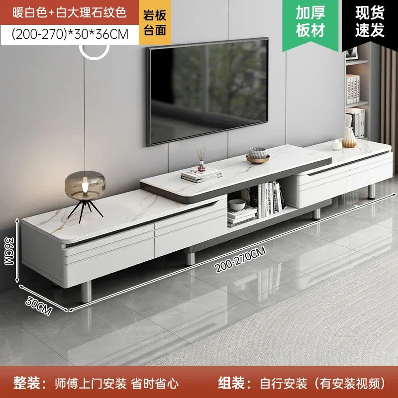 Modern LED TV Stand for Televisions Up Coffee Table Glass Shelves and Drawer Gaming Entertainment Center with Multiple Cabinet