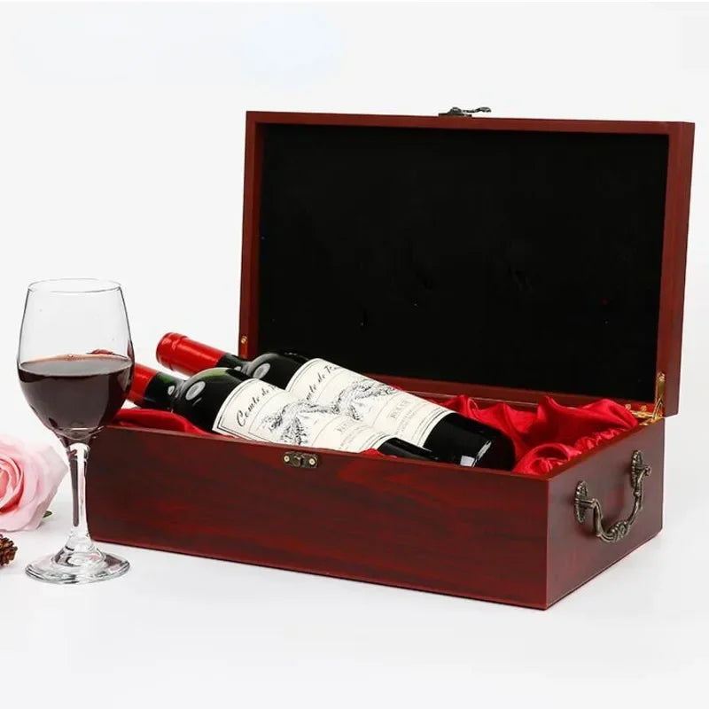 High-End Red Wine Storage Box, Double Wooden Wine Case, Dustproof Business Gift Box, Home Bottle Collection, Elegant Storage