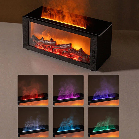 Essential Oils Humidifier with LED Light 4In1 Fireplace Air Humidifier Type C Rechargeable Aroma Diffuser for Home Creative Gift