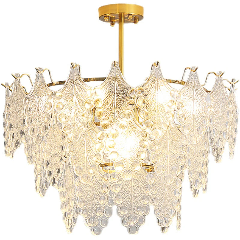 Modern Chandeliers 2023 Glass Leaves Droplet Lighting Pendant Lamp For Living Room Dining Room Home Decor Hanging Lights Fixture