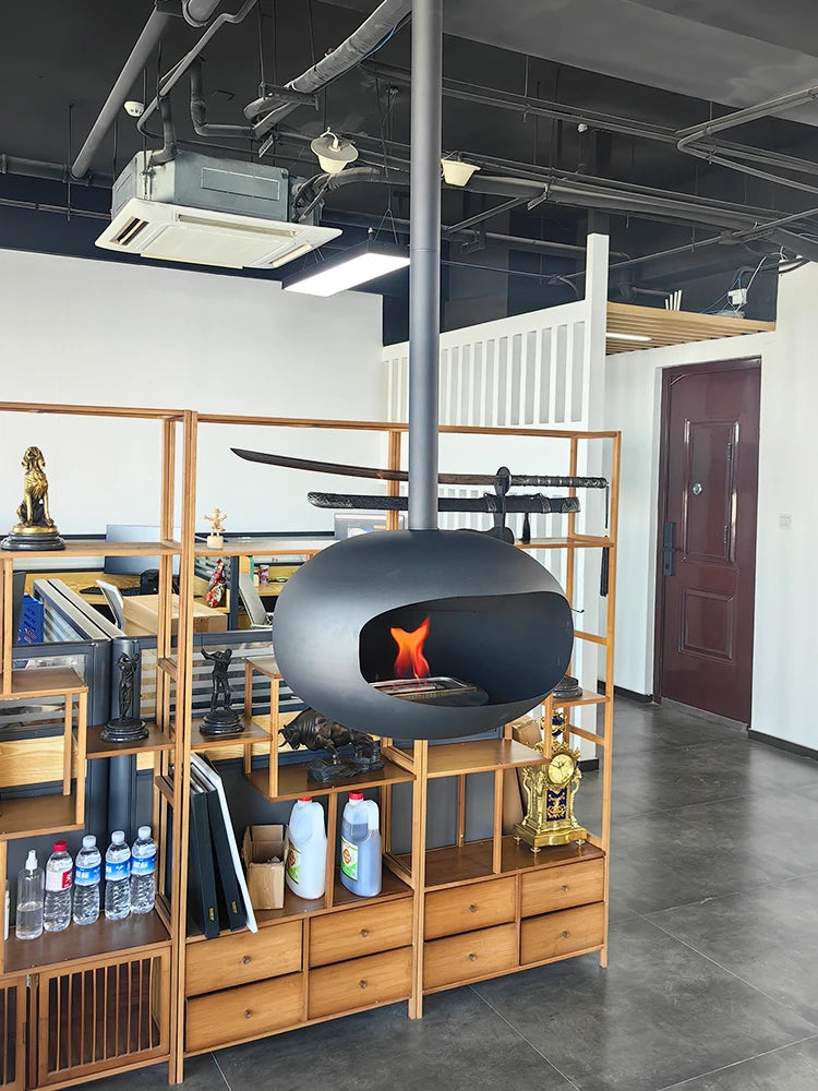 suspended fire place bio ethanol roof mounted ceiling cocoon hanging fireplace
