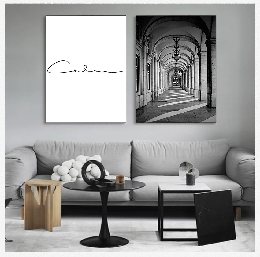 Wall Art S Prints Wall Pictures For Living Room Scandinavian Nordic Black And White Building Canvas Painting Girl