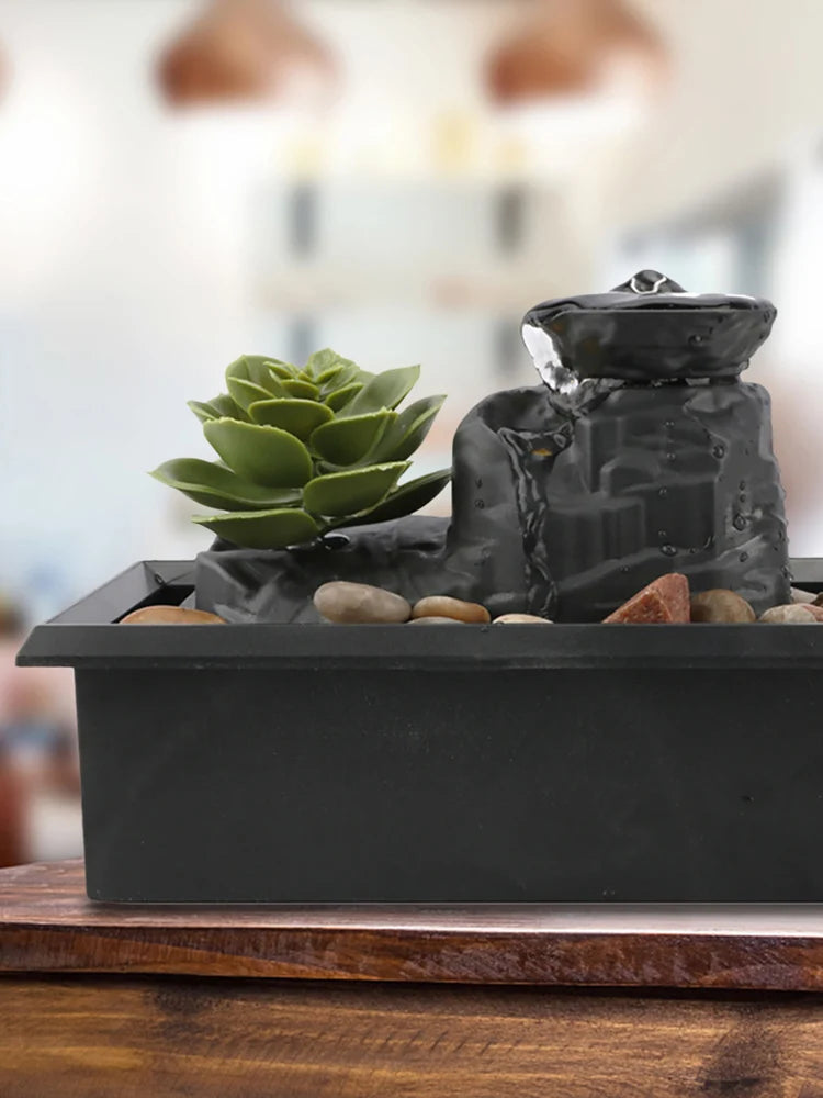 Fashion USB Battery Water Fountain Desktop Flowing Water Waterfall Home Ornament Craft Garden Supplies