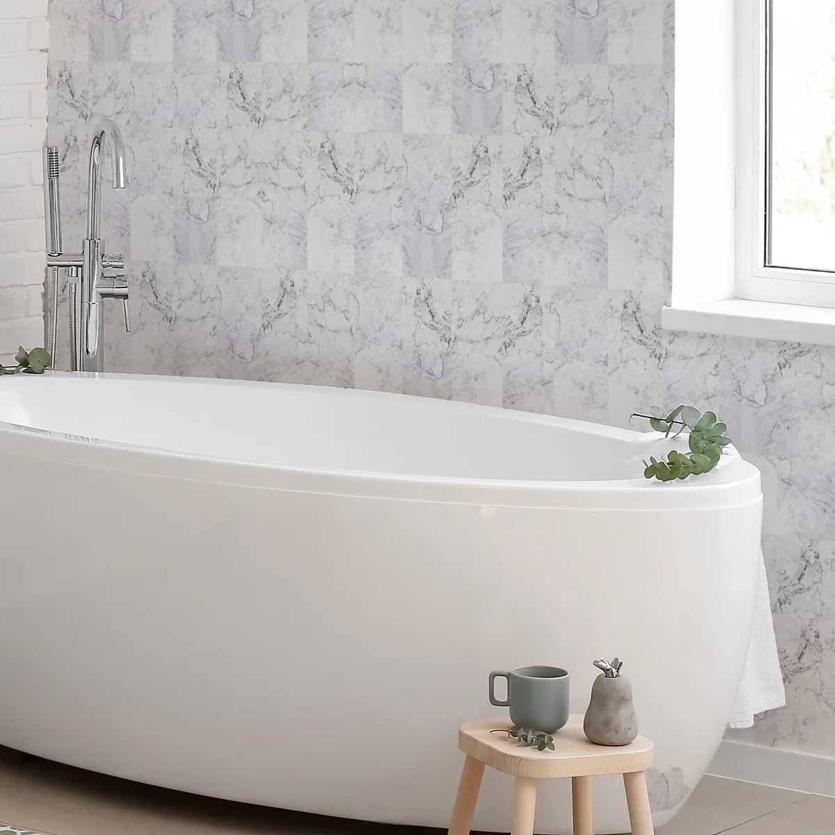 Floral Marble Wall Panels, Peel&Stick Waterproof Tiles for Kitchen Backsplash/Balcony & DIY Home Upgrade