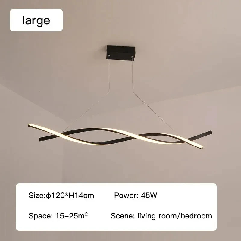 Nordic artistic home decor led chandelier Modern long strip pendant lamps Dining Living room Restaurant hanging indoor lighting