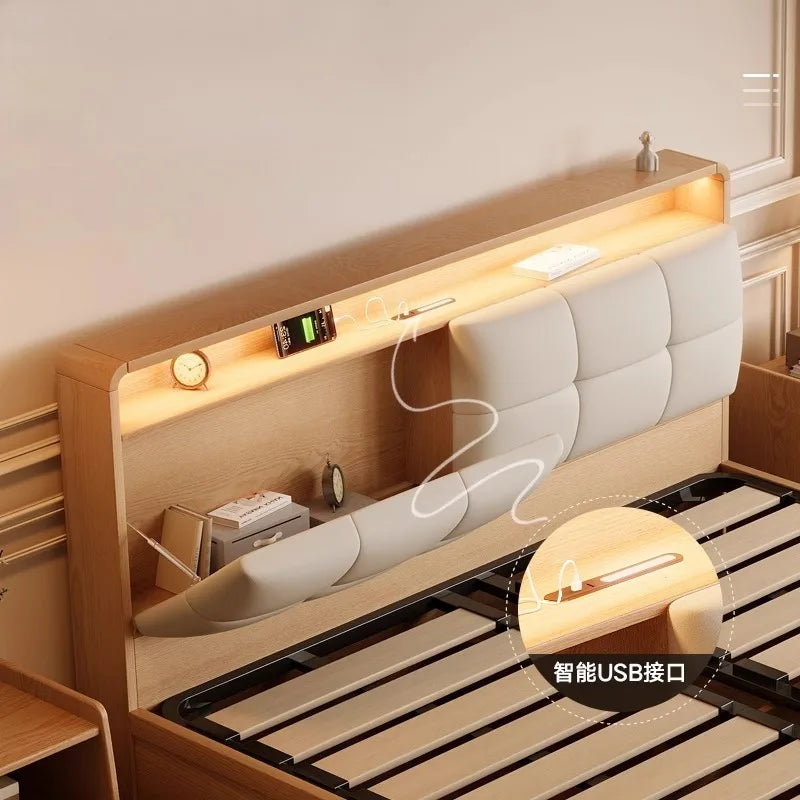 European Wooden Bed Minimalist Modern Storage Space Hotel Bed Lounge Sleeping Women Muebles Para El Hogar Home Furniture