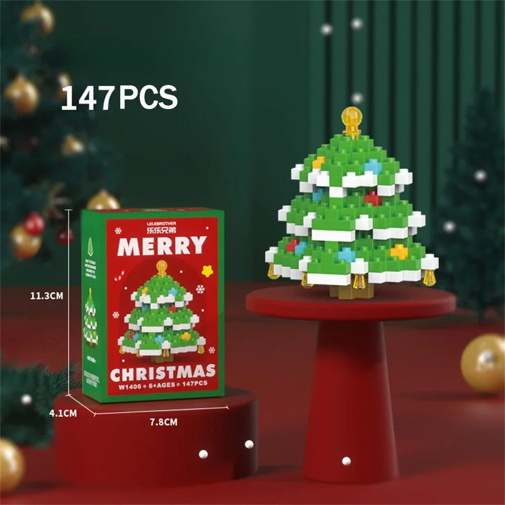 Knew Built Christmas Micro Mini Building Blocks Toys - Santa Claus, Christmas Tree, Reindeer, Snowman Elements - Perfect Gifts