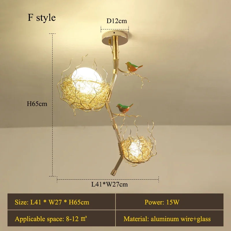 Bird chandelier Rustic luxury tree branch chandelier unique minimalist lamps for Living Room Loft farmhouse chandelier lighting