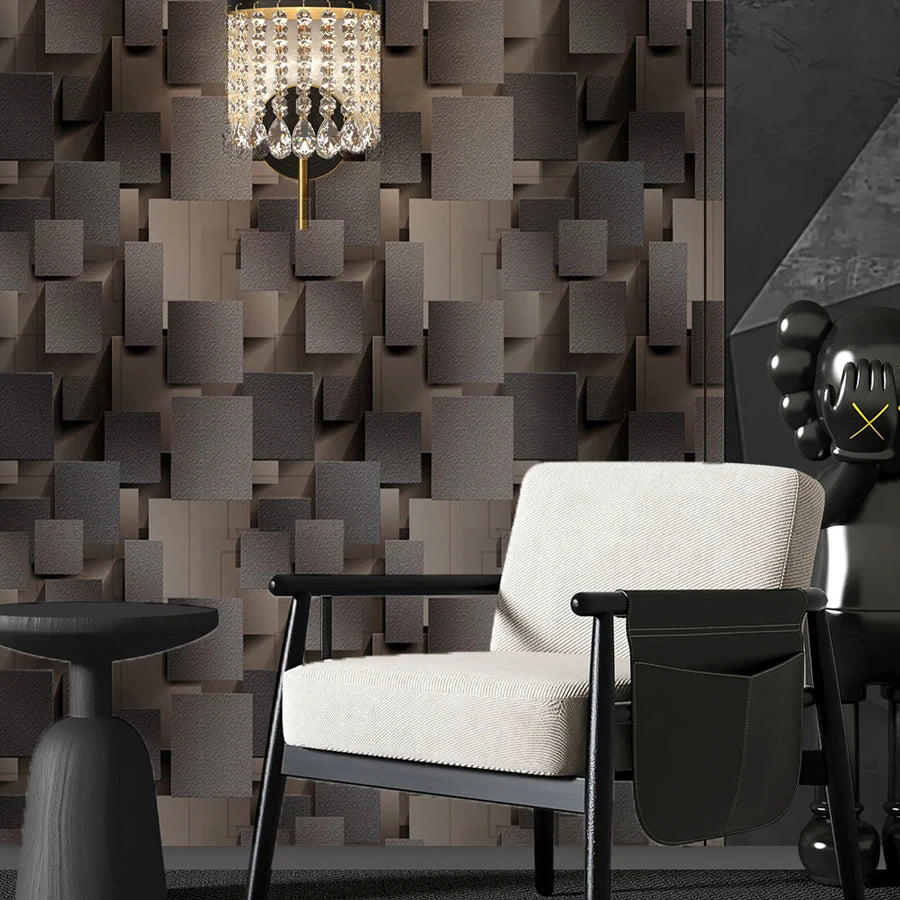 Three Dimensional Grid PVC Wallpaper Home Decoration Building Materials TV Background Wall Restaurant Self-adhesive Stickers