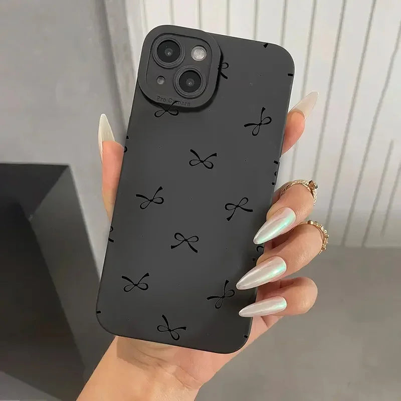 Multiple Small Bowknots Cute Personality Phone Case For iPhone 16 15 14 13 12 11 Pro 16E XR X XS Max 7 8 Plus SE Mini Soft Cover