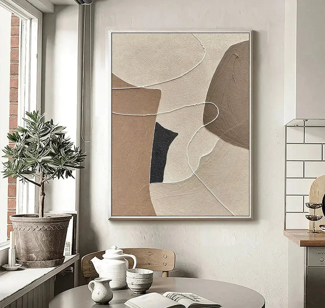 Handmade Large Textured Oil Painting Modern Abstract Geometry Hand Painted Wall Art PictureFor Living Room Porch Entrance Decor