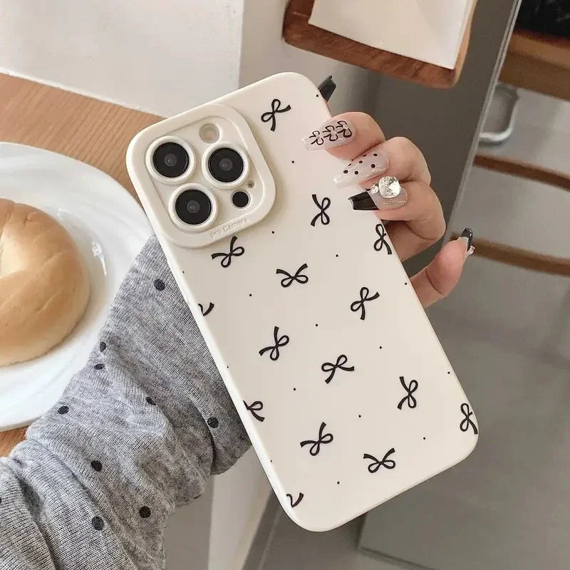 Multiple Small Bowknots Cute Personality Phone Case For iPhone 16 15 14 13 12 11 Pro 16E XR X XS Max 7 8 Plus SE Mini Soft Cover