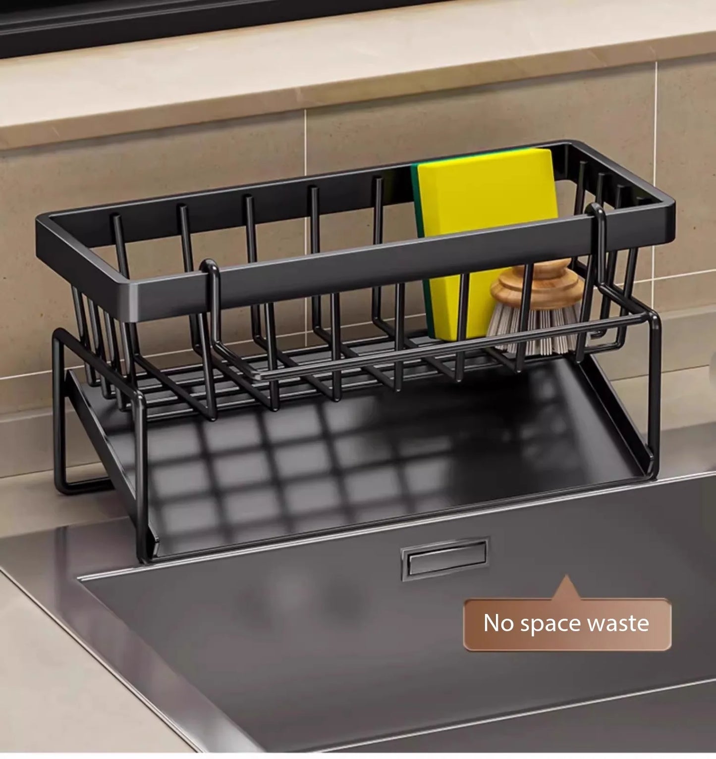 Kitchen Spice Storage Shelf with Drainage Rack, Installation Sink Organizer, Tap-Mounted Shelf for Home Kitchen Accessories