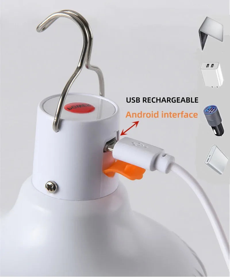 Outdoor LED Bulb USB Rechargeable 40W/60W/80W Emergency Light Hook Camping Fishing Portable Lantern Night Light