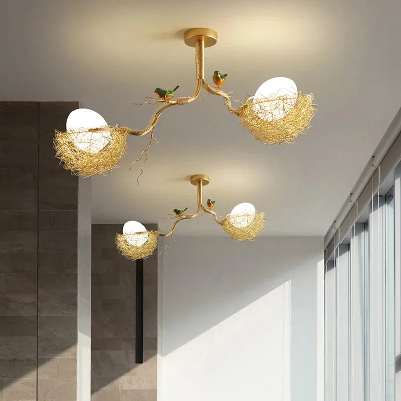 Bird chandelier Rustic luxury tree branch chandelier unique minimalist lamps for Living Room Loft farmhouse chandelier lighting