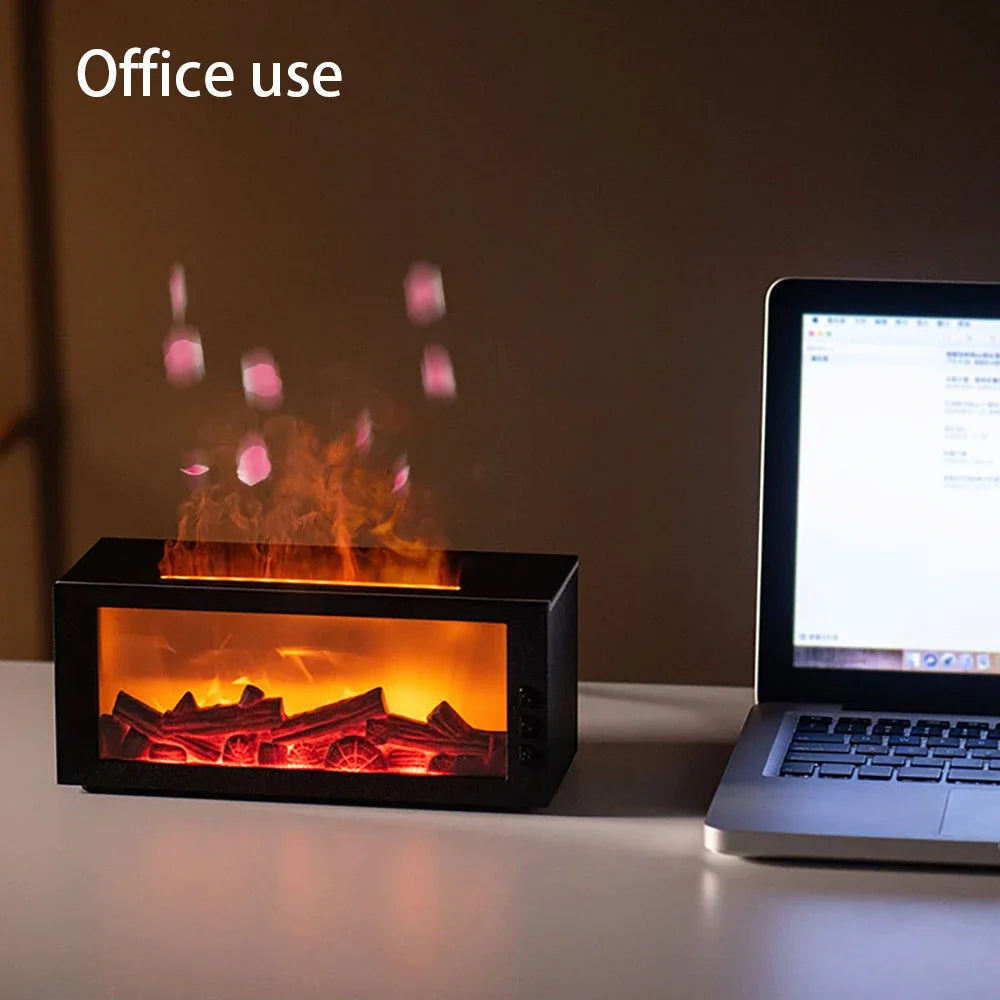 Essential Oils Humidifier with LED Light 4In1 Fireplace Air Humidifier Type C Rechargeable Aroma Diffuser for Home Creative Gift