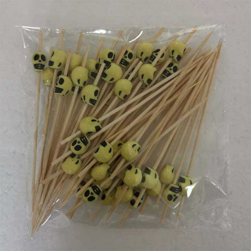Christmas Decorations Xmas Tree Bamboo Pick Buffet Fruit Fork Party Dessert Stick Cocktail Skewer Disposable Toothpick 50Pcs
