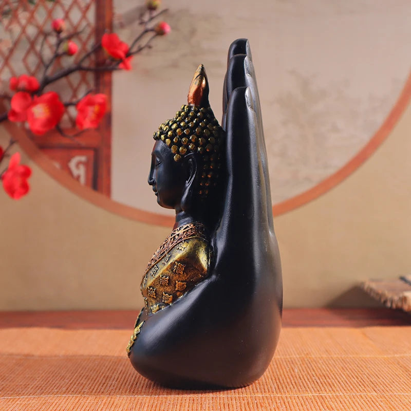Palm-sized Buddha Sculpture, Resin Crafts, Religious Home Decor Figurine