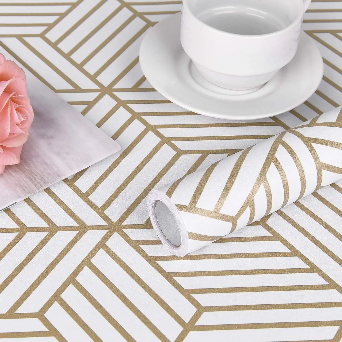 PVC Gold Wallpaper Modern Bohemian Style Vinyl Contact Paper Sheet Self Adhesive Cabinet Home Decoration Removable Vinyl Film