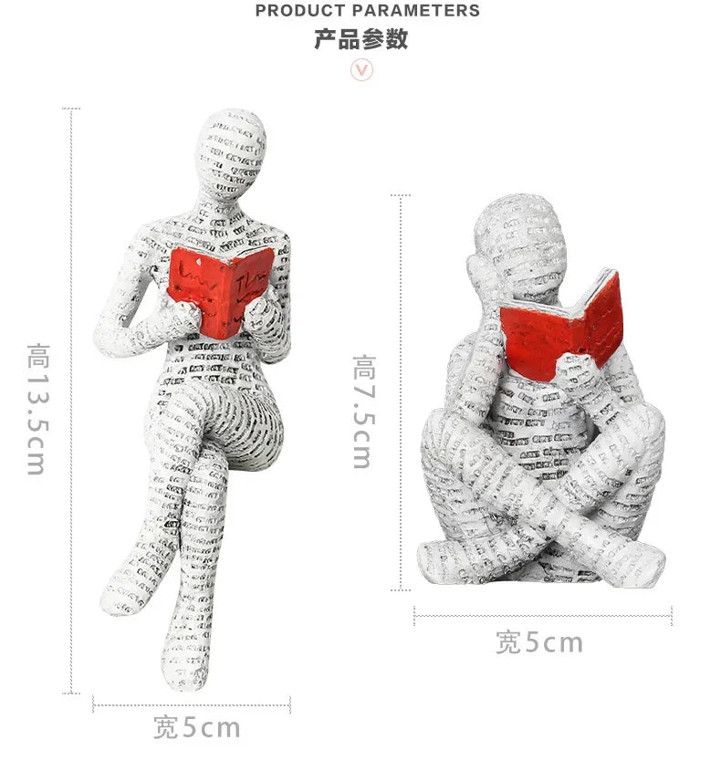 Resin Abstract Home Decor Figurines Simple Reading Desk Stylish Art Decor for Bookshelf Living Room Home Office Spaces Art Decor
