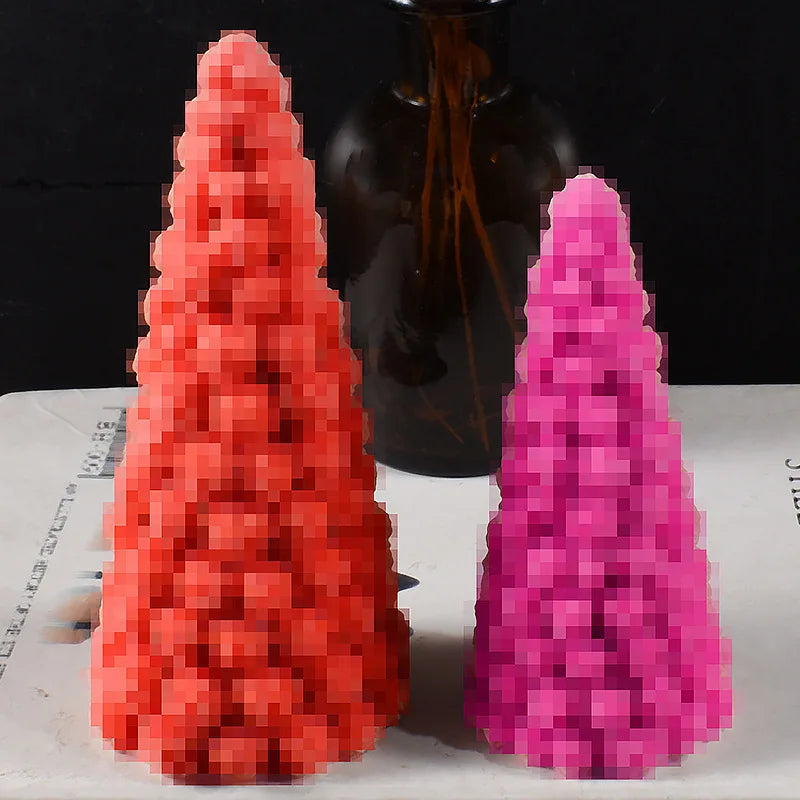 New Mould Rose Christmas Tree Candle Molds Rose Flower Conical Incense Stone Christmas Tree Ornament Silicone Mold