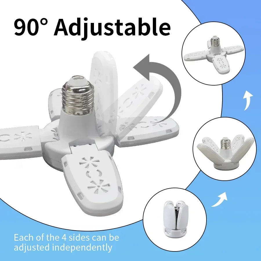 LED 4 Leaf Bulb E27 Collapsible Pendant Light 220V 110V Bombilla Storage Garage Kitchen Lighting High Brightness Remote Control