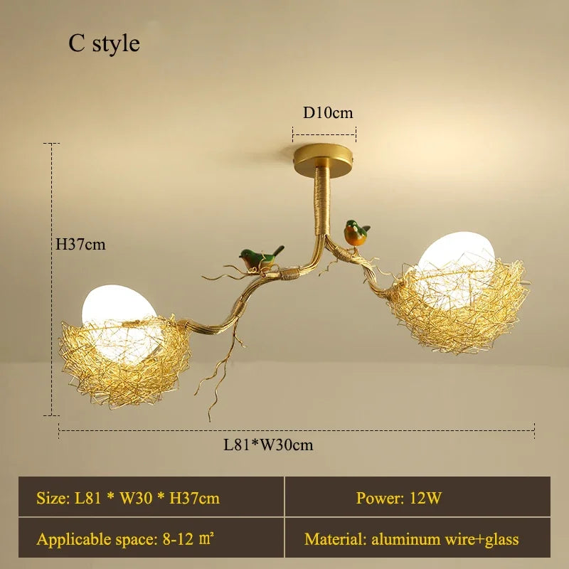 Bird chandelier Rustic luxury tree branch chandelier unique minimalist lamps for Living Room Loft farmhouse chandelier lighting