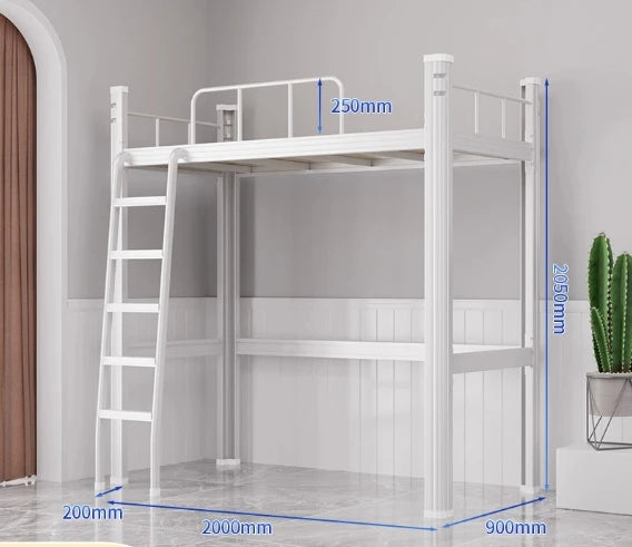 Upper Bed Lower Table Combined Bed College Dormitory Elevated Bed Small Apartment Household Wrought Iron Bed Apartment Bed