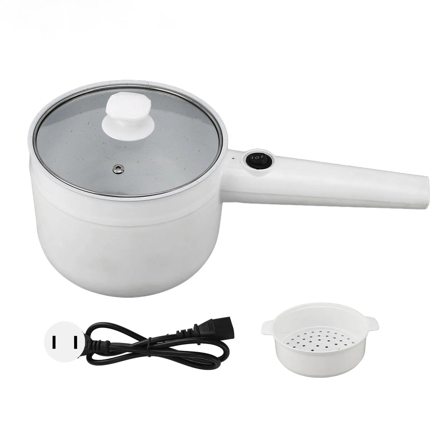 Electric Cooking Pot 1.8L Mini Multifunctional Anti Stick 2 Speed Adjustable 600W with Steam Basket Electric Ramen Cooker