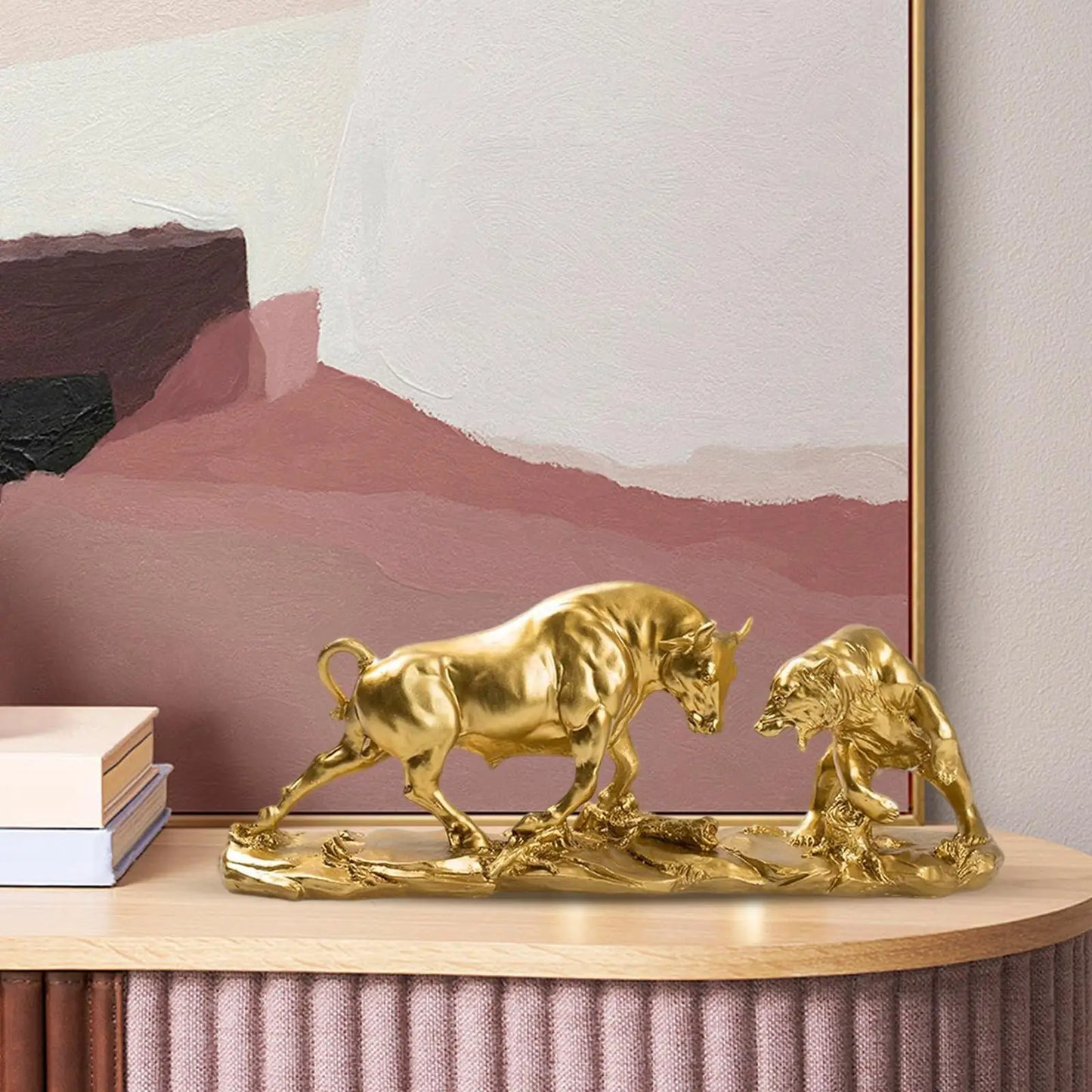 Bear and Bull Statue Animal Sculpture Resin Statue Figurine Ornament for Desktop Shelves Cabinet Decor Birthday Art Modern Decor