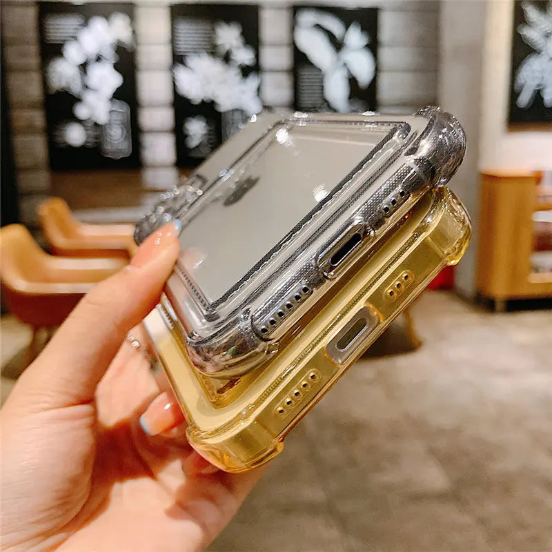 Durable Card Bag Holder Clear Phone Case For iPhone 13 12 11 Pro Max XR X XS SE 2020 7 8 Plus Soft TPU Shockproof Cover