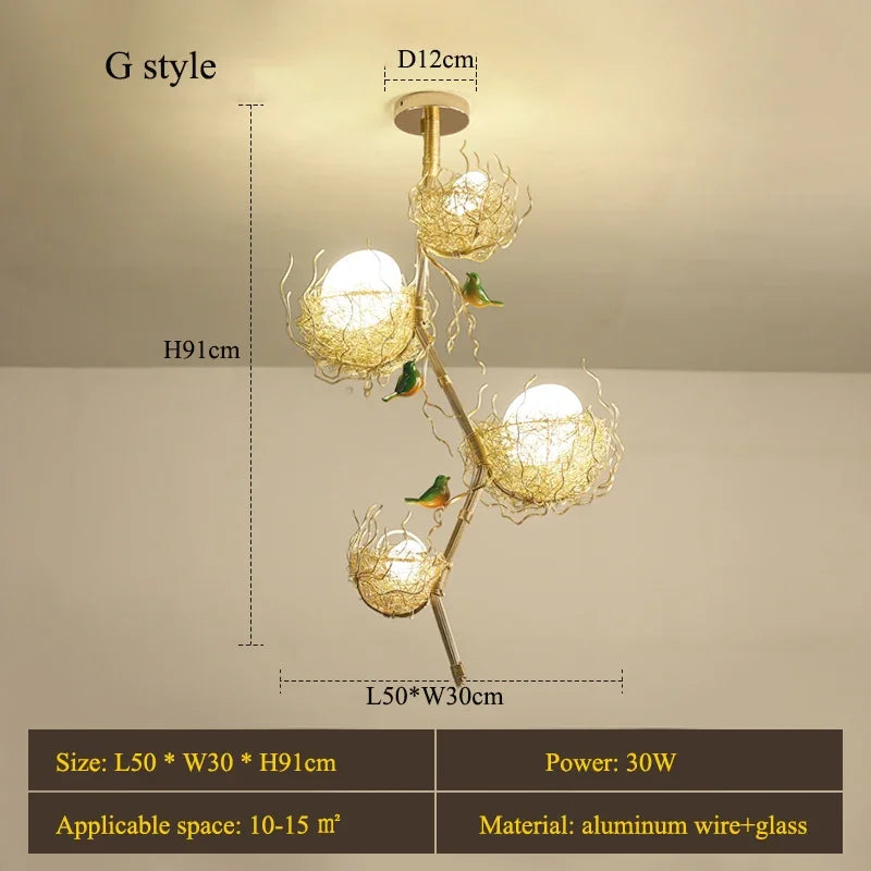 Bird chandelier Rustic luxury tree branch chandelier unique minimalist lamps for Living Room Loft farmhouse chandelier lighting