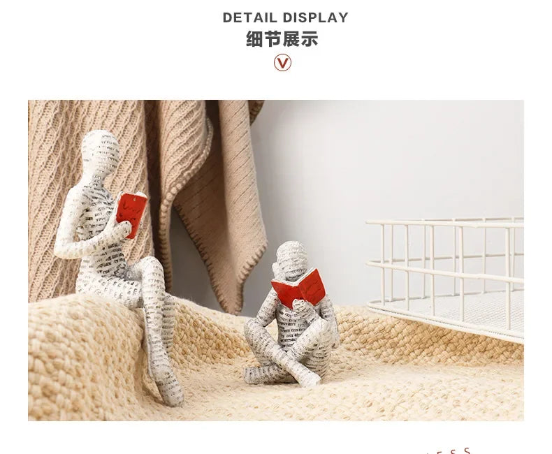 Resin Abstract Home Decor Figurines Simple Reading Desk Stylish Art Decor for Bookshelf Living Room Home Office Spaces Art Decor