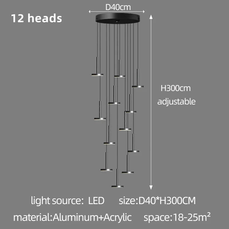 Modern Chandeliers Are Used For Luxury Staircase Lights Led Living Room Lights Coffee Shop Ceiling Lights High-Rise Restauran