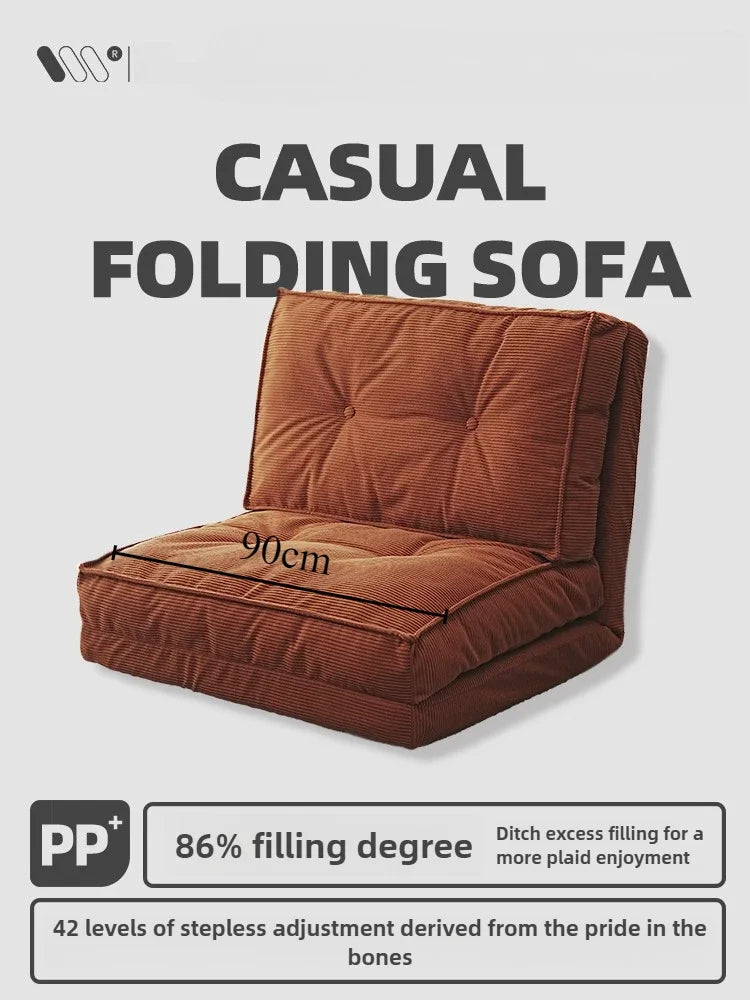 Lazy sofa, creamy style living room, foldable dual-purpose single sofa, small-sized household, reclining or sleeping sofa bed
