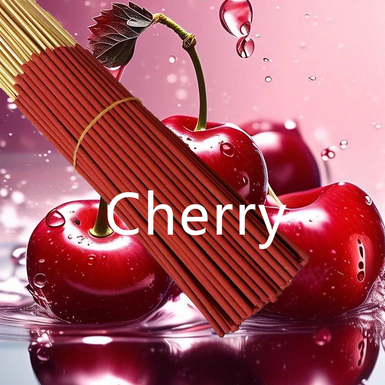 Handmade Cherry Fragrance Incense Sticks - 22.0cm Long-Lasting Artificial Wooden Incense, Safe and Non-Irritating for Indoor and Outdoor Use, Feather-Free Yoga and Meditation Decoration, Suitable for Camping, Travel, Courtyar