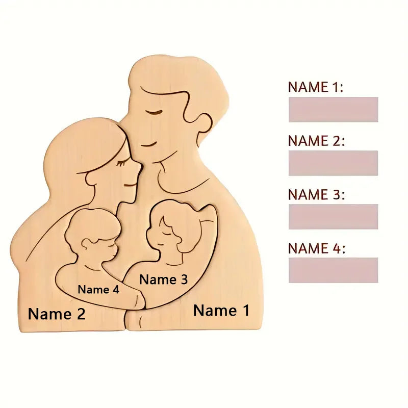 Art Puzzle Personalized Family Laser Carving Name Wooden Decorations Family Father Mother Thanksgiving Gift New Year Gift