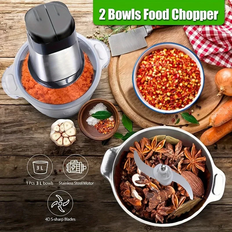 Electric Meat Grinders 2/3L Food Crusher Stainless Steel Multifunctional Vegetable Slicer Processor Chopper Kitchen Blenders