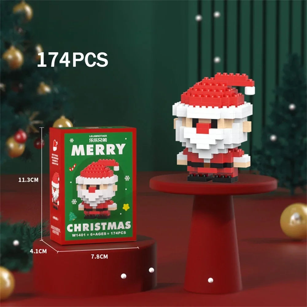 Knew Built Christmas Micro Mini Building Blocks Toys - Santa Claus, Christmas Tree, Reindeer, Snowman Elements - Perfect Gifts