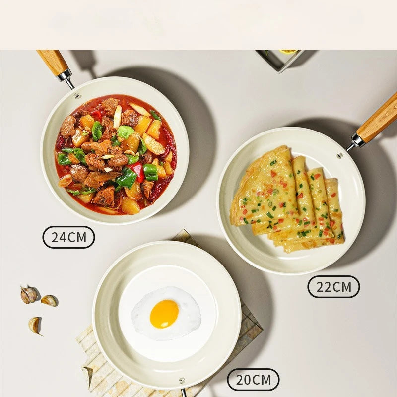 Ceramic flat bottomed pan, non stick pan, household stir fry pan, fried egg pancake pan, steak frying pan