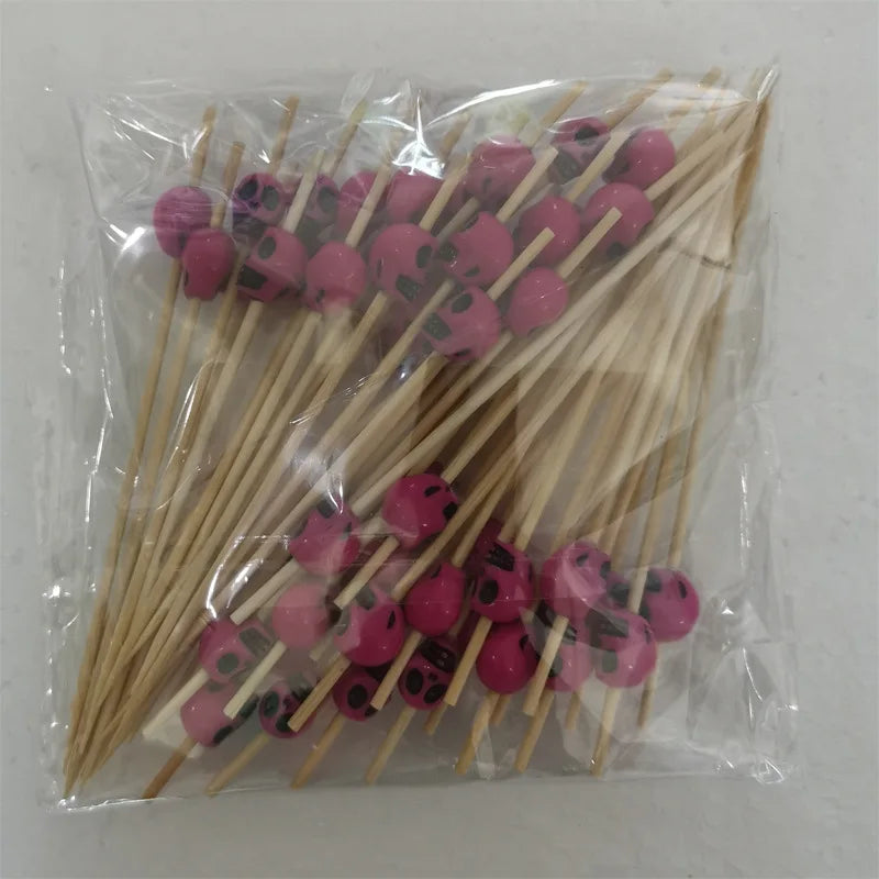 Christmas Decorations Xmas Tree Bamboo Pick Buffet Fruit Fork Party Dessert Stick Cocktail Skewer Disposable Toothpick 50Pcs