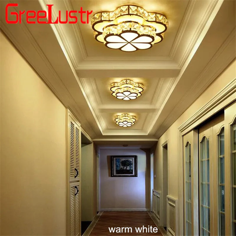 Luxury Crystal Chandelier Lights Lustre Living Room Bedroom Ceiling Lamps LED For Kitchen Balcony Surface Mounted Pendant Light