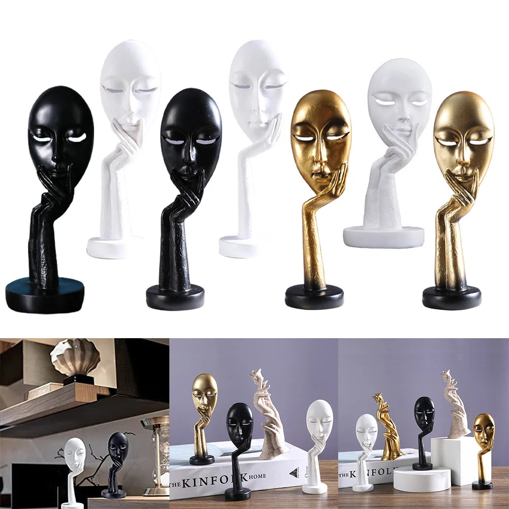 Exquisite Decoration Sculpture Resin Simple Creative Face Art Statue Art Statue Carving Figurine Gold Ornaments