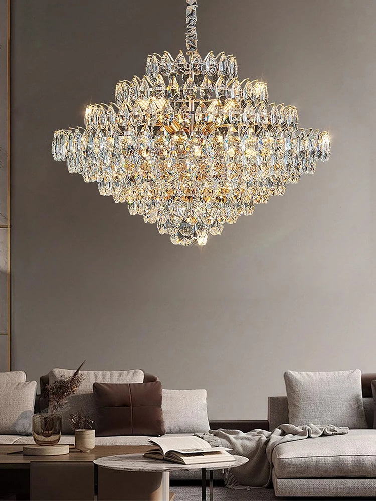 Luxury Crystal Big Chandeliers for Living Room Decor Modern Art Designer Luminaire Lustre Hight Ceiling Pendant Home Lamps Hall