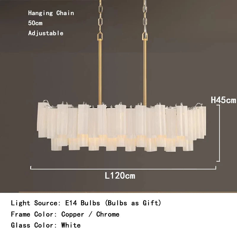 Modern living room chandelier with long glass pendant for bar ceiling decoration, adjustable pendant chain, home decoration